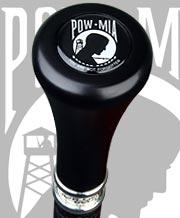 POW-MIA Emblem Flat Top Stick: Beechwood Shaft Pewter Military Walking Canes - Tophatter Daily Deals