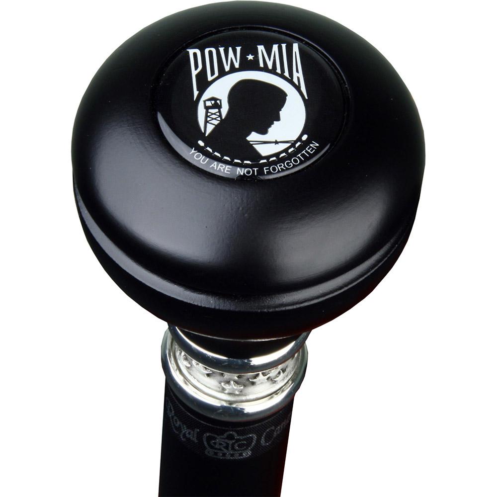 POW-MIA Emblem Knob Stick: Large Knob, Pewter Collar Military Walking Canes - Tophatter Daily Deals