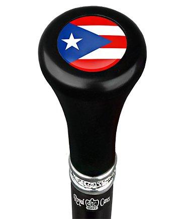 Puerto Rico Flat Top Stick: Beechwood Shaft Pewter Military Walking Canes - Tophatter Daily Deals