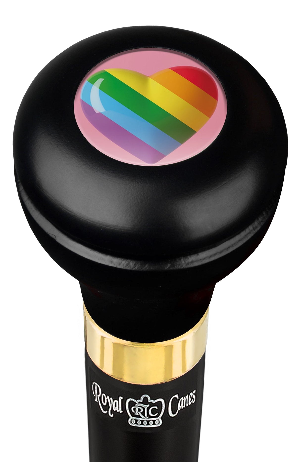 Rainbow Pride Heart Flask Walking Stick w/ Black Beechwood Shaft & Pewter Collar Military Walking Canes - Tophatter Daily Deals