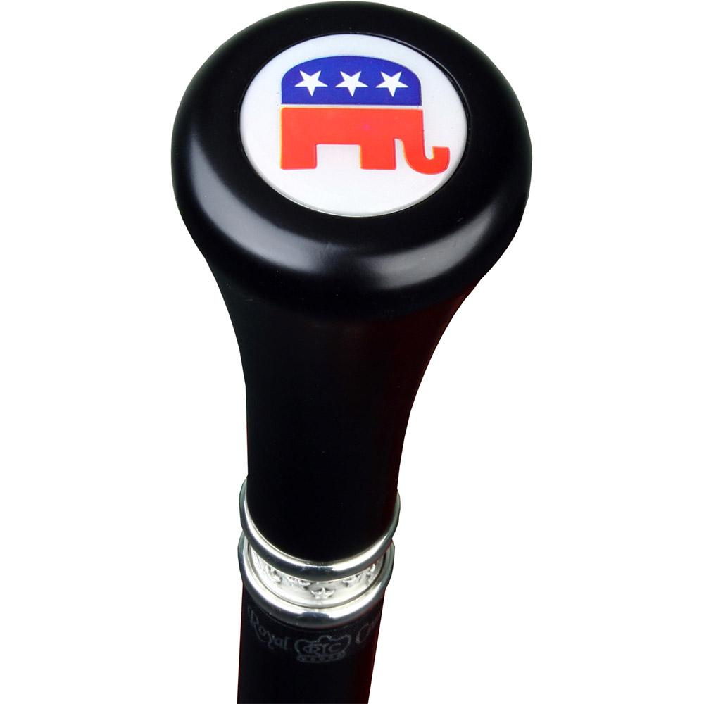 Republican Emblem Flat Top Stick: Beechwood Shaft Pewter Military Walking Canes - Tophatter Daily Deals