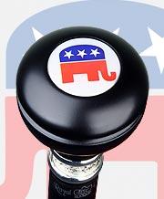 Scratch and Dent Republican Knob Walking Stick With Black Beechwood Shaft and Pewter Collar V2095 Military Walking Canes - Tophatter Daily Deals