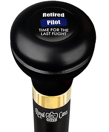 Retired Pilot Flask Walking Stick w/ Black Beechwood Shaft & Pewter Collar Military Walking Canes - Tophatter Daily Deals