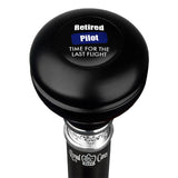 Retired Pilot Knob Walking Stick w/ Black Beechwood Shaft & Pewter Collar Military Walking Canes - Tophatter Daily Deals