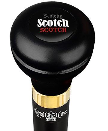 Scotchy Scotch Flask Walking Stick w/ Black Beechwood Shaft & Pewter Collar Military Walking Canes - Tophatter Daily Deals