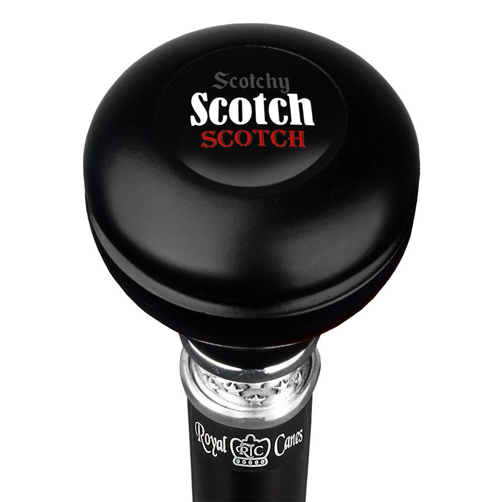 Scotchy Scotch Knob Walking Stick w/ Black Beechwood Shaft & Pewter Collar Military Walking Canes - Tophatter Daily Deals