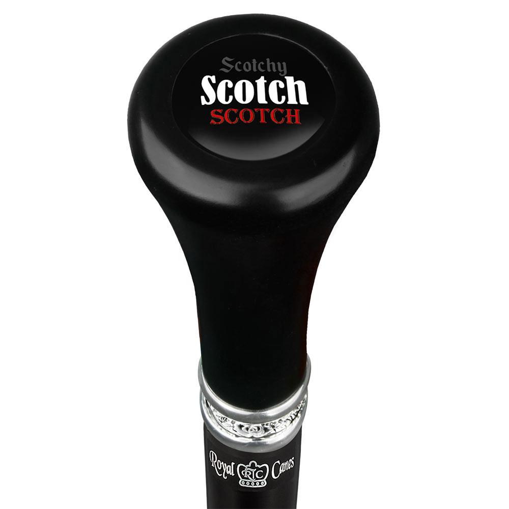 Scotchy Scotch Top Walking Stick w/ Black Beechwood Shaft & Pewter Collar Military Walking Canes - Tophatter Daily Deals