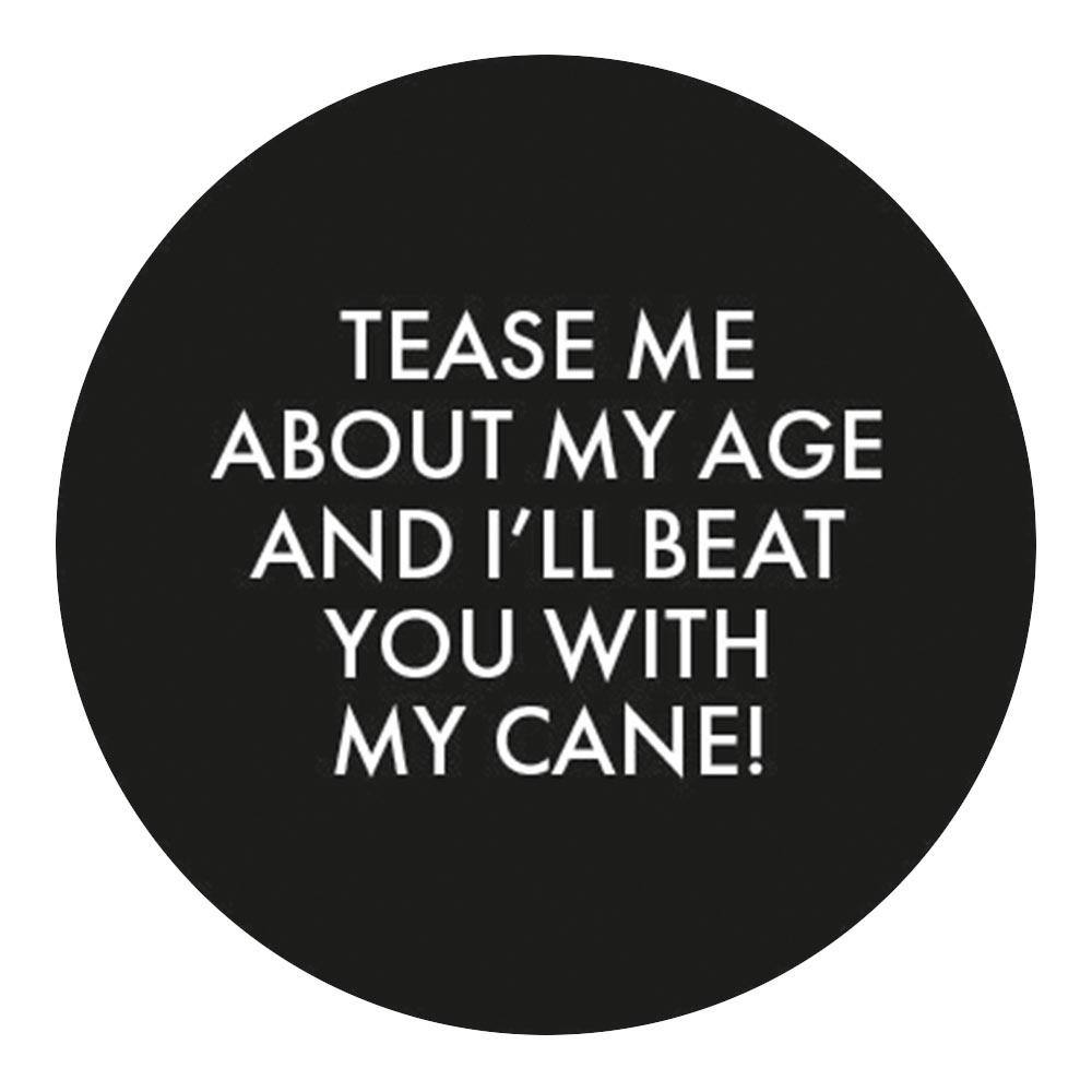 Tease Me About My Cane Knob Walking Stick w/ Black Beechwood Shaft & Pewter Collar Military Walking Canes - Tophatter Daily Deals