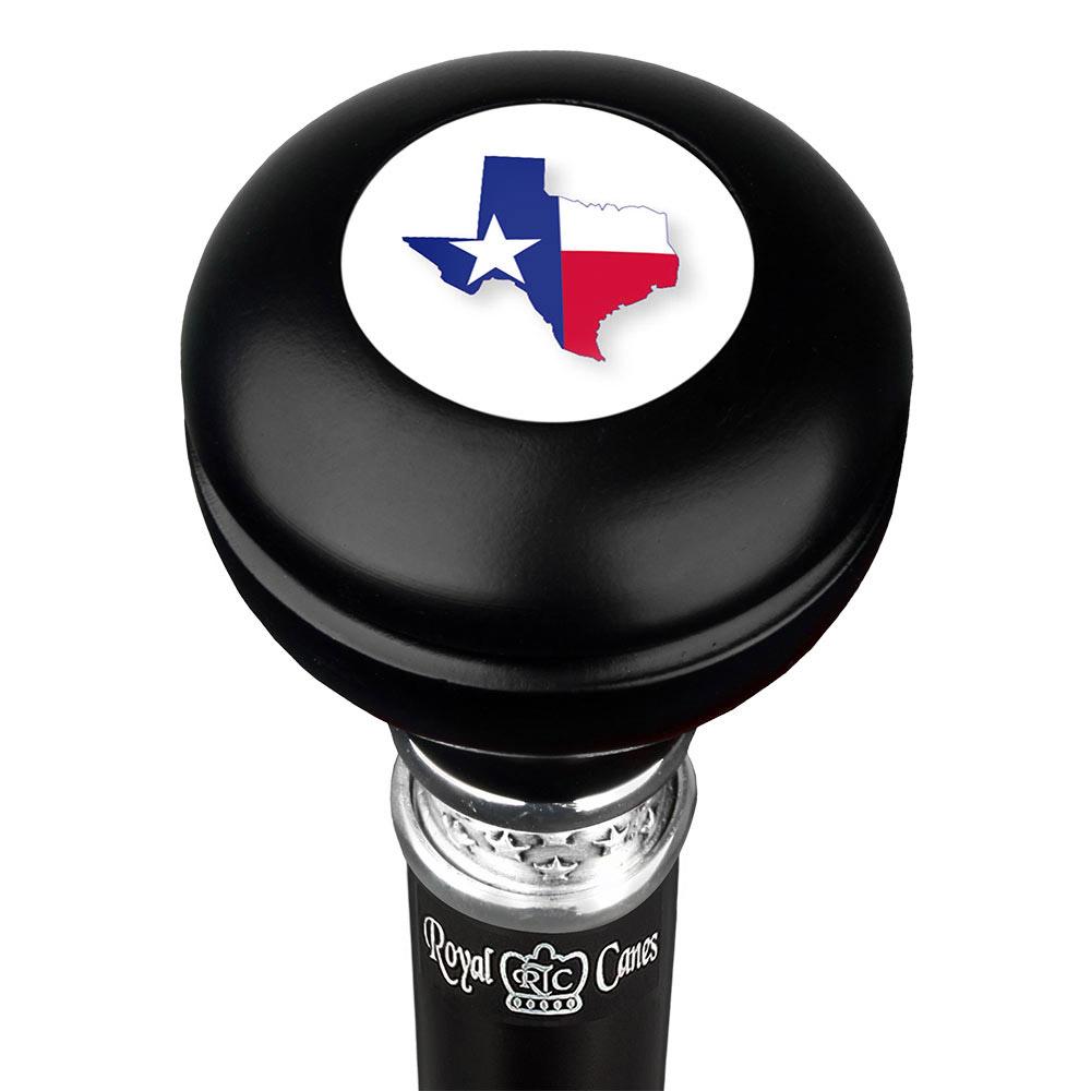 Texas Flag Emblem Knob Stick: Large Knob, Pewter Collar Military Walking Canes - Tophatter Daily Deals