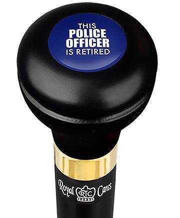 This Police Officer Is Retired Flask Walking Stick w/ Black Beechwood Shaft & Pewter Collar Military Walking Canes - Tophatter Daily Deals