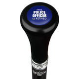 This Police Officer Is Retired Flat Top Walking Stick w/ Black Beechwood Shaft & Pewter Collar Military Walking Canes - Tophatter Daily Deals