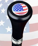 Patriotic U.S.A Flag Flat Top Stick: Beechwood Shaft Pewter Military Walking Canes - Tophatter Daily Deals