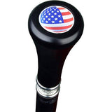 Patriotic U.S.A Flag Flat Top Stick: Beechwood Shaft Pewter Military Walking Canes - Tophatter Daily Deals