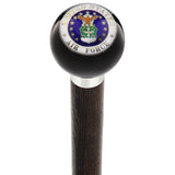 U.S. Air Force Black Round Knob Cane w/ Custom Wood Shaft & Collar Military Walking Canes - Tophatter Daily Deals