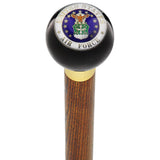 U.S. Air Force Black Round Knob Cane w/ Custom Wood Shaft & Collar Military Walking Canes - Tophatter Daily Deals