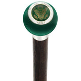 U.S. Army Green Round Knob Cane w/ Custom Wood Shaft & Collar Military Walking Canes - Tophatter Daily Deals