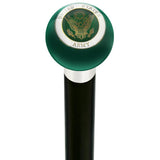 U.S. Army Green Round Knob Cane w/ Custom Wood Shaft & Collar Military Walking Canes - Tophatter Daily Deals