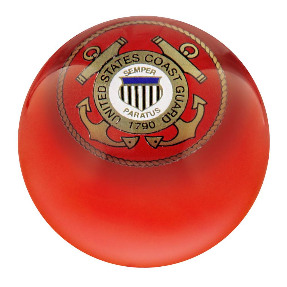 U.S. Coast Guard Red Round Knob Cane w/ Custom Wood Shaft & Collar Military Walking Canes - Tophatter Daily Deals