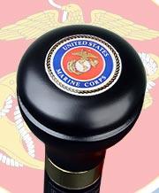U.S. Marines Flask Walking Stick: Wood Shaft Hidden Flask Military Walking Canes - Tophatter Daily Deals