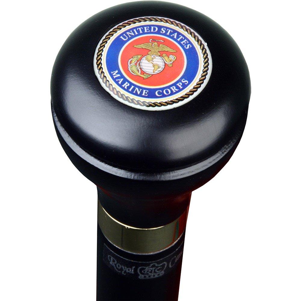 Scratch and Dent U.S. Marines Flask Walking Stick: Wood Shaft Hidden Flask V3014 Military Walking Canes - Tophatter Daily Deals