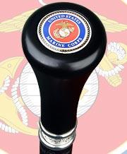 U.S. Marines Flat Top Stick: Beechwood Shaft Pewter Military Walking Canes - Tophatter Daily Deals