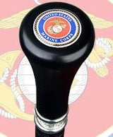 U.S. Marines Flat Top Stick: Beechwood Shaft Pewter Military Walking Canes - Tophatter Daily Deals