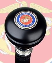 U.S. Marines Knob Stick: Large Knob, Pewter Collar Military Walking Canes - Tophatter Daily Deals