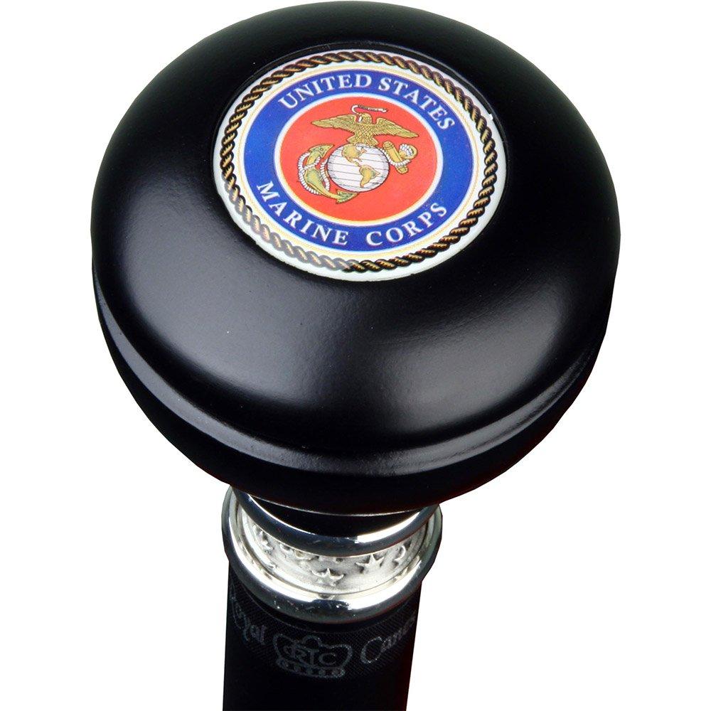 U.S. Marines Knob Stick: Large Knob, Pewter Collar Military Walking Canes - Tophatter Daily Deals