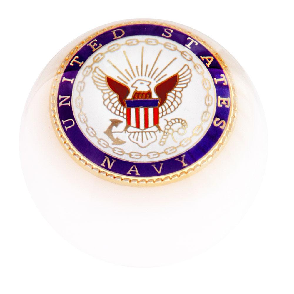 U.S. Navy White Round Knob Cane w/ Custom Wood Shaft & Collar Military Walking Canes - Tophatter Daily Deals