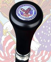 Veterans of War Flat Top Stick: Beechwood Shaft Pewter Military Walking Canes - Tophatter Daily Deals
