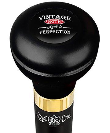 vintage 80th Birthday Symbol Flask Walking Stick w/ Black Beechwood Shaft & Pewter Collar Military Walking Canes - Tophatter Daily Deals