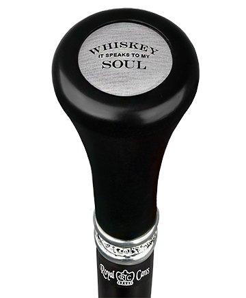 Whiskey Soul Flat Top Walking Stick w/ Black Beechwood Shaft & Pewter Collar Military Walking Canes - Tophatter Daily Deals