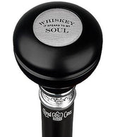 Whiskey Soul Knob Walking Stick w/ Black Beechwood Shaft & Pewter Collar Military Walking Canes - Tophatter Daily Deals