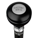 Whiskey Soul Knob Walking Stick w/ Black Beechwood Shaft & Pewter Collar Military Walking Canes - Tophatter Daily Deals