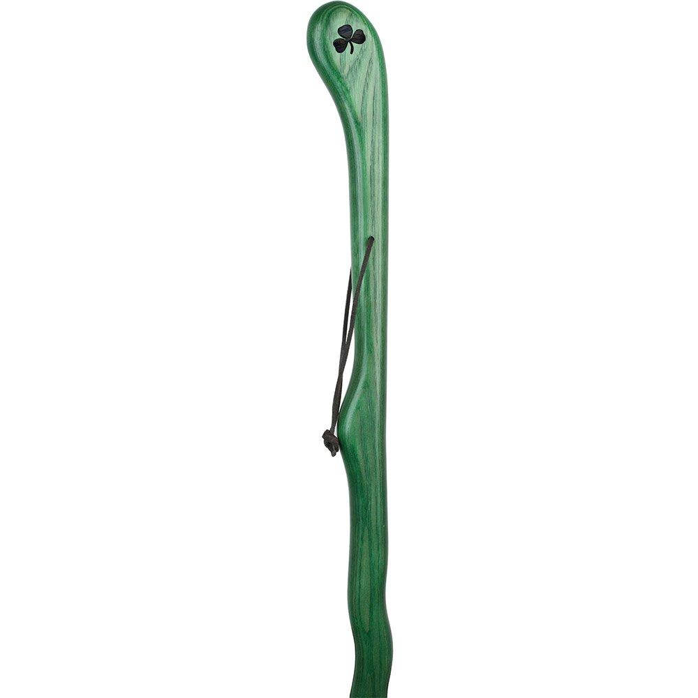 Shamrock Engraved Green Ash Riverbend Hiking Staff Natural Wood Hiking Staffs - Tophatter Daily Deals