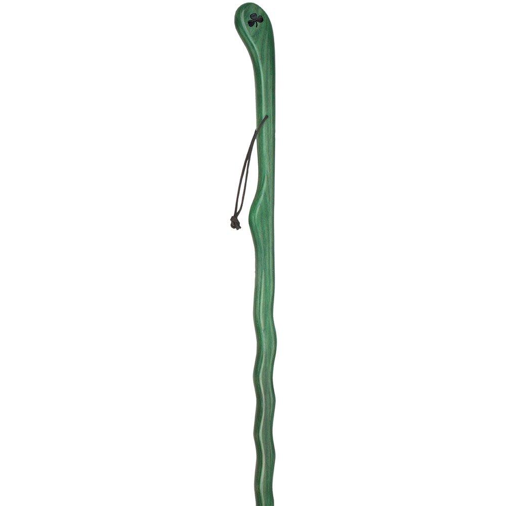 Shamrock Engraved Green Ash Riverbend Hiking Staff Natural Wood Hiking Staffs - Tophatter Daily Deals