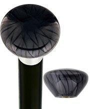 Nostalgia Pearl Black Flat Top Cane w/ Custom Wood Shaft & Collar - Tophatter Daily Deals