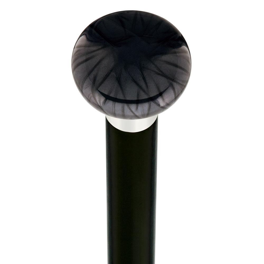 Nostalgia Pearl Black Flat Top Cane w/ Custom Wood Shaft & Collar - Tophatter Daily Deals