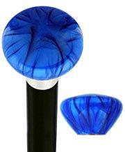 Nostalgia Pearl Blue Flat Top Cane w/ Custom Wood Shaft & Collar - Tophatter Daily Deals