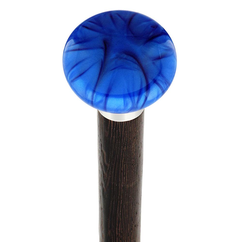 Nostalgia Pearl Blue Flat Top Cane w/ Custom Wood Shaft & Collar - Tophatter Daily Deals