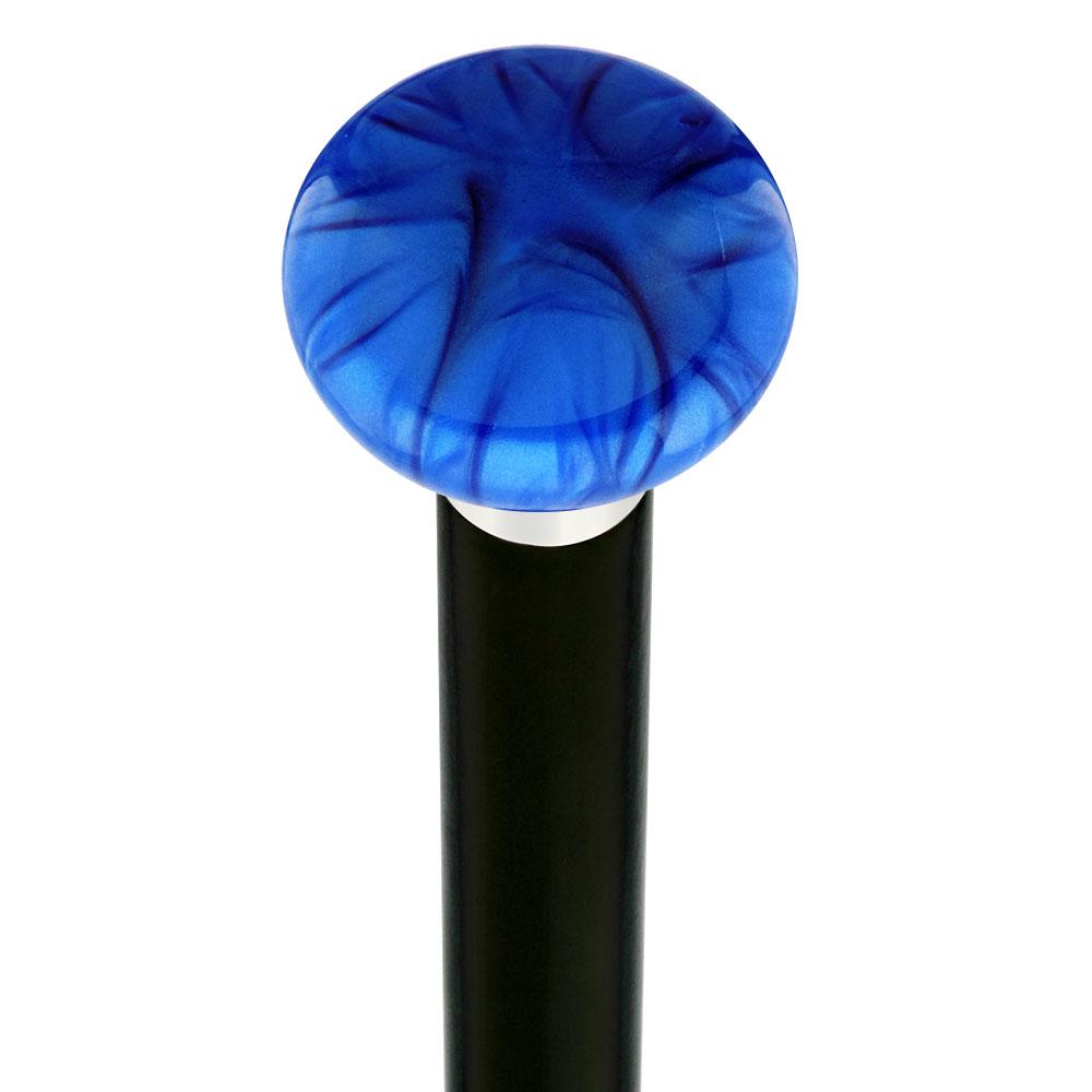 Nostalgia Pearl Blue Flat Top Cane w/ Custom Wood Shaft & Collar - Tophatter Daily Deals