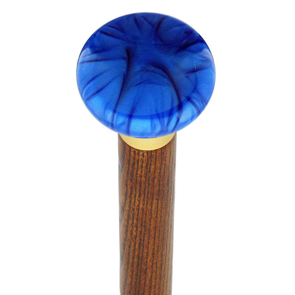 Nostalgia Pearl Blue Flat Top Cane w/ Custom Wood Shaft & Collar - Tophatter Daily Deals