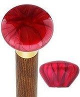 Nostalgia Pearl Red Flat Top Cane w/ Custom Color Ash Shaft & Collar - Tophatter Daily Deals