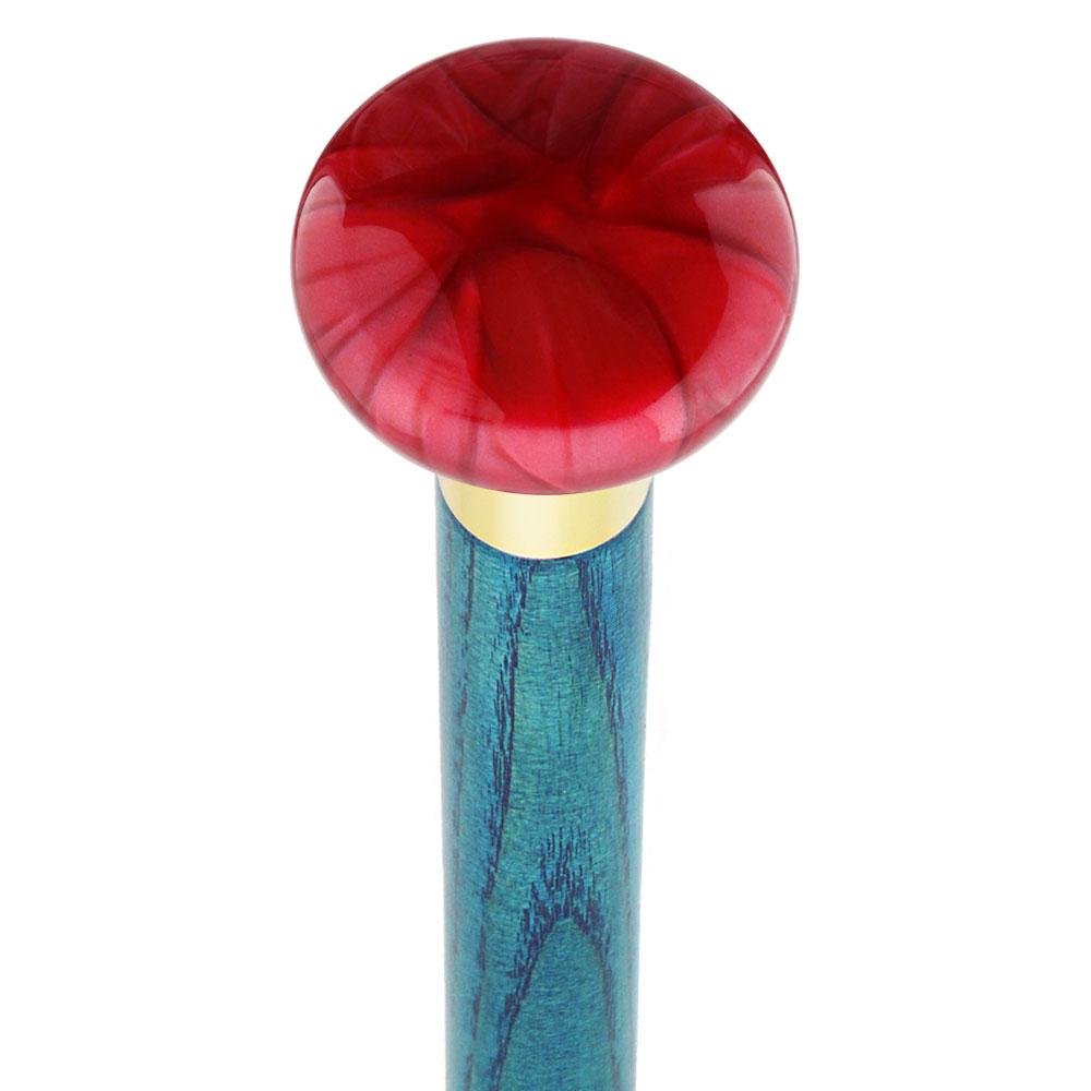 Nostalgia Pearl Red Flat Top Cane w/ Custom Color Ash Shaft & Collar - Tophatter Daily Deals
