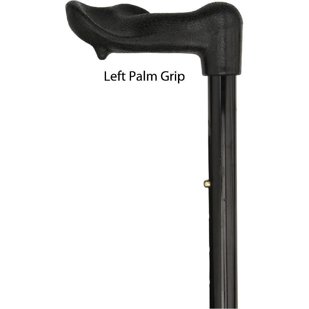Black Adjustable Folding Cane with Comfort Palm Grip Palm Hand Grip Canes - Tophatter Daily Deals