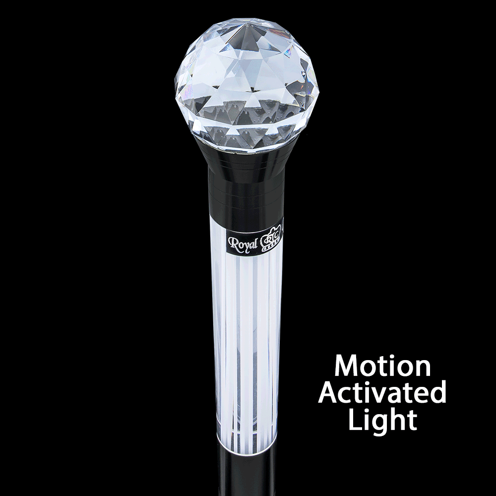Crystal Ball Handle Stick: Light-Up Lucite, Premium Wenge Wood Pathlighter Walking Canes - Tophatter Daily Deals