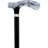 Black and Clear Acrylic Bubble Handle Cane w/ Custom Wooden Shaft Pearl Swirl Lucite Designer Walking Canes - Tophatter Daily Deals