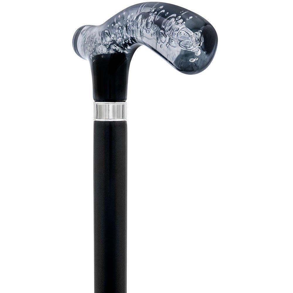 Black and Clear Acrylic Bubble Handle Cane w/ Custom Wooden Shaft Pearl Swirl Lucite Designer Walking Canes - Tophatter Daily Deals