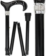 Black Pearlz Designer Adjustable Orthopedic Folding Cane Pearl Swirl Lucite Designer Walking Canes - Tophatter Daily Deals