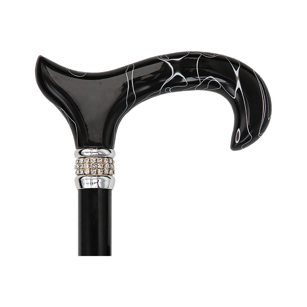 Black Pearlz Designer Adjustable Orthopedic Folding Cane Pearl Swirl Lucite Designer Walking Canes - Tophatter Daily Deals